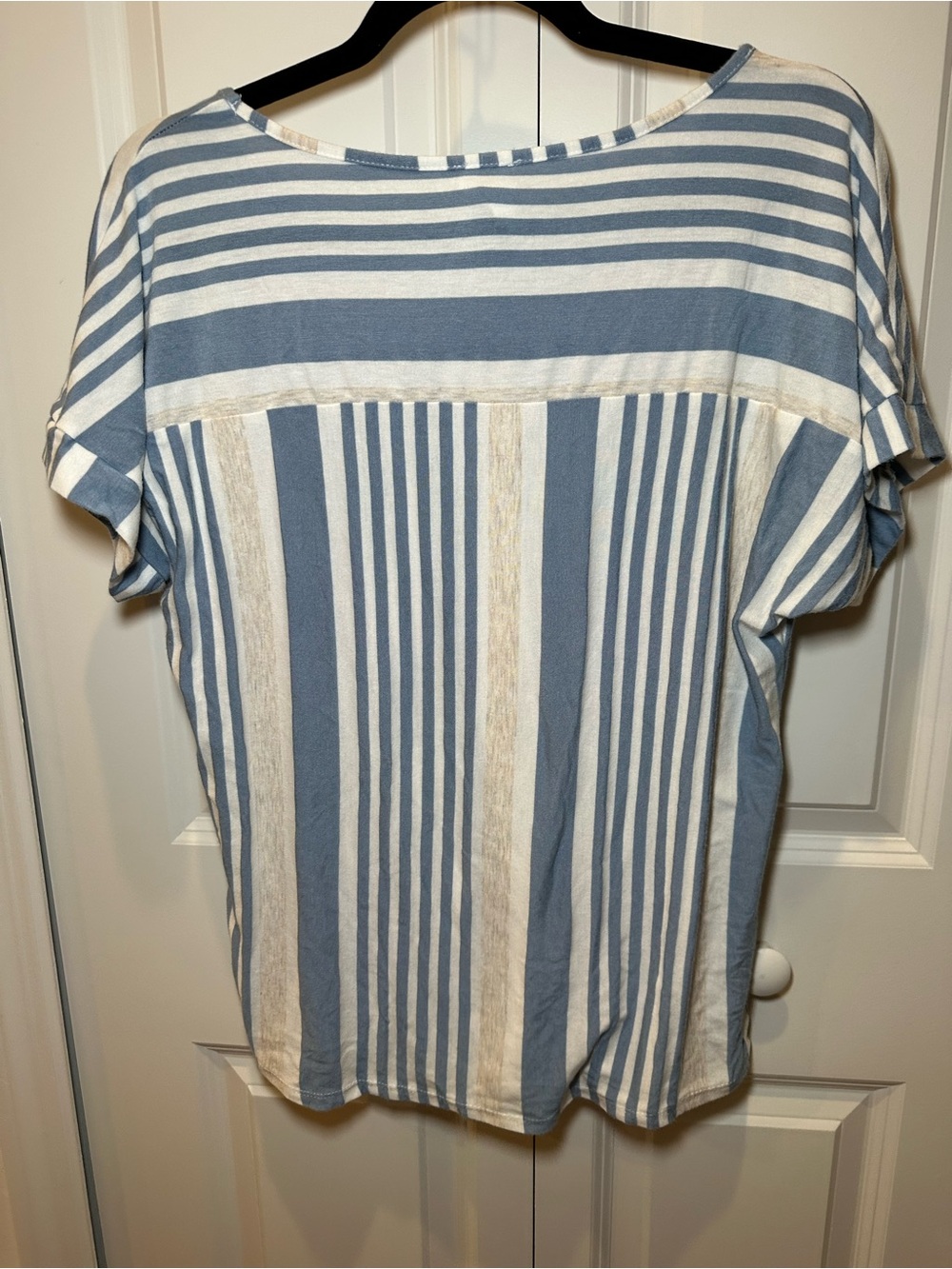 NAIF Blue and Cream Striped Short Sleeve Tee - Picture 4 of 4